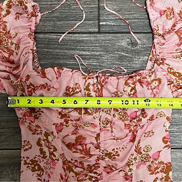 NWT $98 Free People Hilary Printed Top Size Small Pink Combo Smocked Back Blouse - Picture 12 of 16